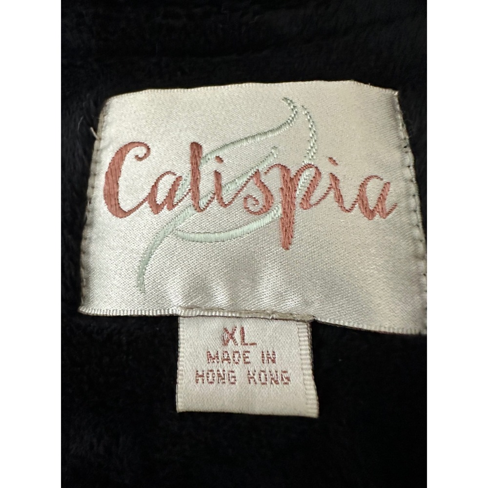 Calispia Womens XL Black Faux Suede Faux Fur Lined Button Front Jacket Coat - Picture 4 of 10